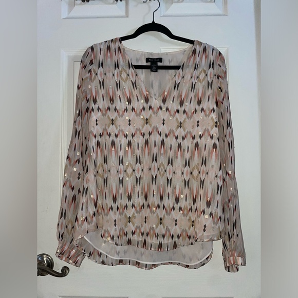 White House Black Market Tops - White House Black Market Multicolor Patterned Blouse